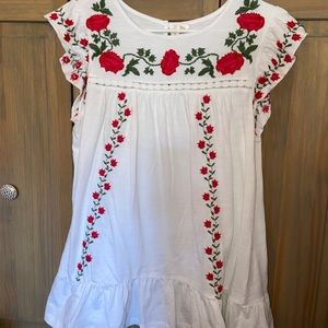 NWOT Flower Embroidered Blouse